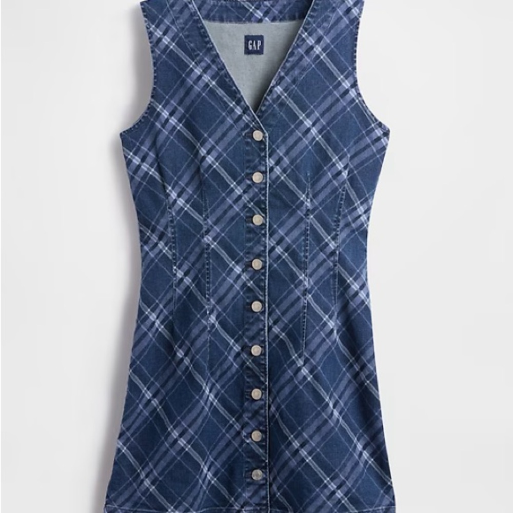 GAP Navy Checkered Sleeveless Dress